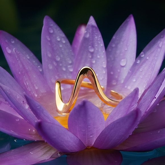 Wave 18K Gold Plated Stainless Steel Elegant Minimalist Adjustable Ring 🌊 - Picture 10 of 12